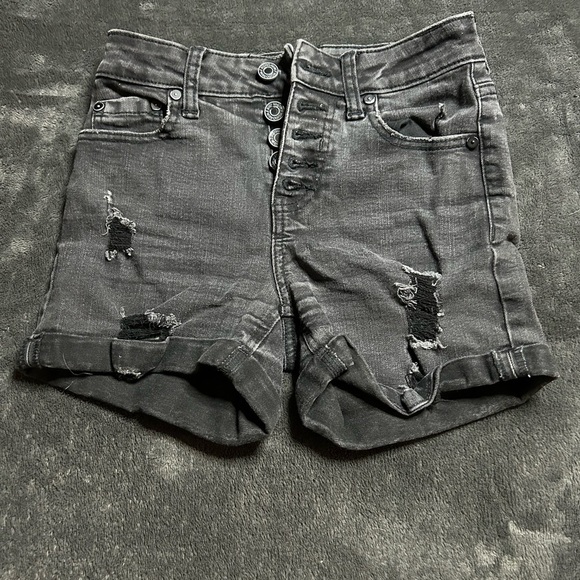 Indigo Rein Pants - Indigo Rein Size 23 High Waisted Distressed Black Jean Shorts